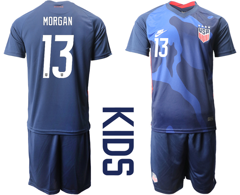 Youth 2020-2021 Season National team United States away blue #13 Soccer Jersey
